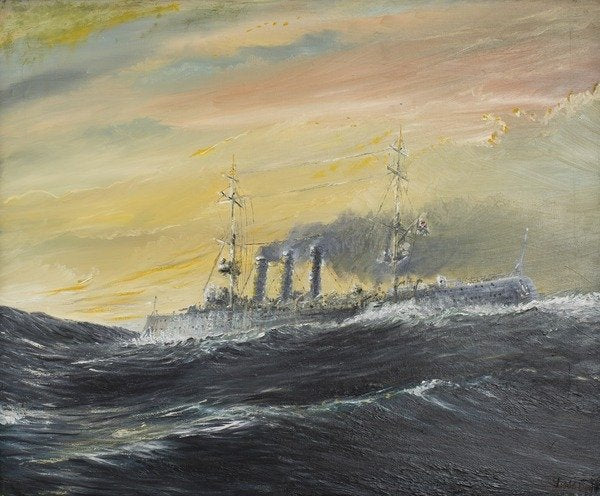 Detail of Emden rides waves of the Indian Ocean 1914, 2011 by Vincent Alexander Booth