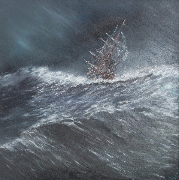 Detail of Beagle in a storm off Cape Horn 24th December 1832, 2014 by Vincent Alexander Booth