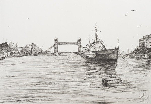 Detail of HMS Belfast on the river Thames London, 2006 by Vincent Alexander Booth