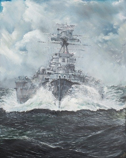 Detail of HMS Hood heads for Bismarck 23rd May 1941, 2014 by Vincent Alexander Booth