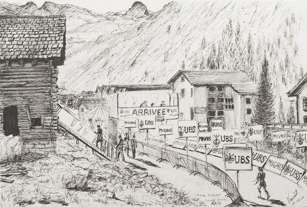 Detail of Sierre to Zinal Mountain Race, The Finish, 2009 by Vincent Alexander Booth