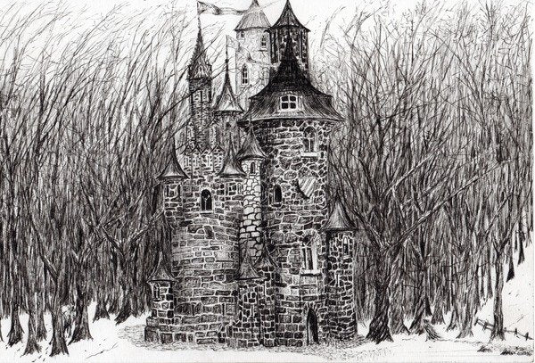 Detail of The Castle in the forest of Findhorn, 2006 by Vincent Alexander Booth