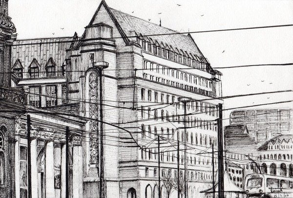 Detail of Manchester Town Hall, 2007 by Vincent Alexander Booth