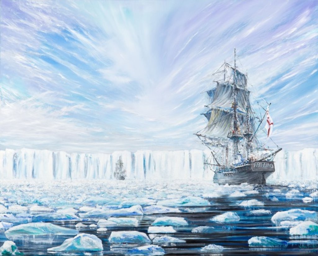 Detail of James Clark Ross discovers Antarctic Ice Shelf Jan 1841, 2016 by Vincent Alexander Booth