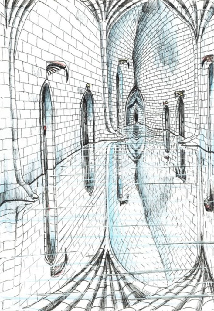 Detail of The Castle in the Forest of Findhorn, mirror floor, 2006 by Vincent Alexander Booth