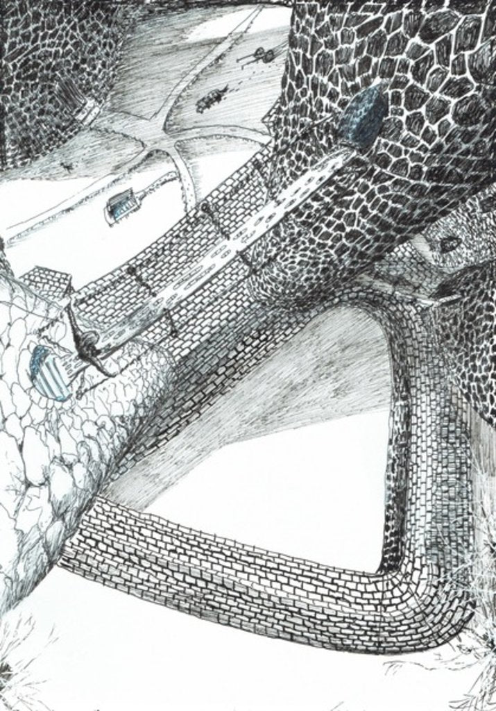 Detail of The Castle in the Forest of Findhorn, skybridge, 2006 by Vincent Alexander Booth