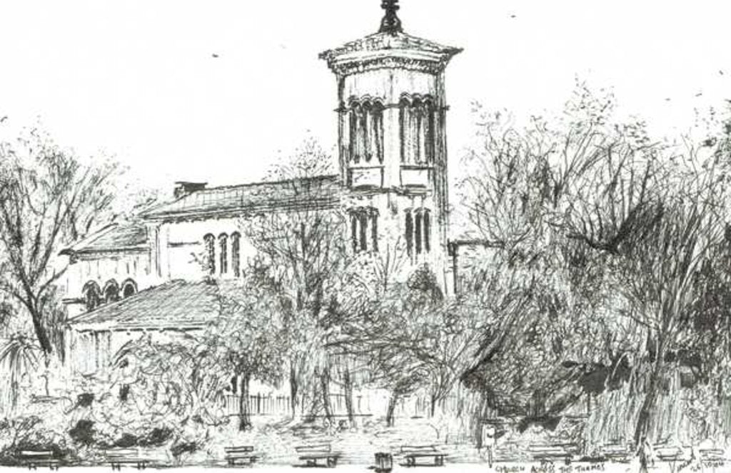 Detail of Church across the Thames, 2004 by Vincent Alexander Booth