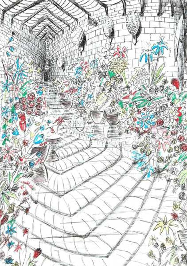 Detail of The Castle in the Forest of Findhorn, flower room, 2006, by Vincent Alexander Booth