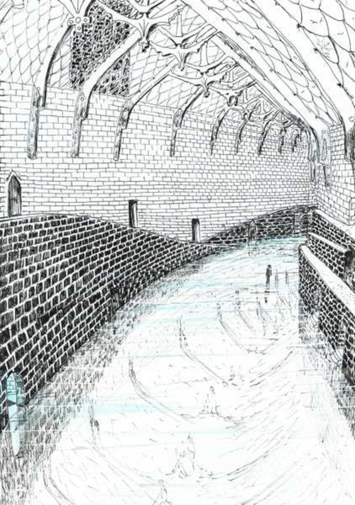 Detail of The Castle in the Forest of Findhorn, curved corridor, 2006 by Vincent Alexander Booth