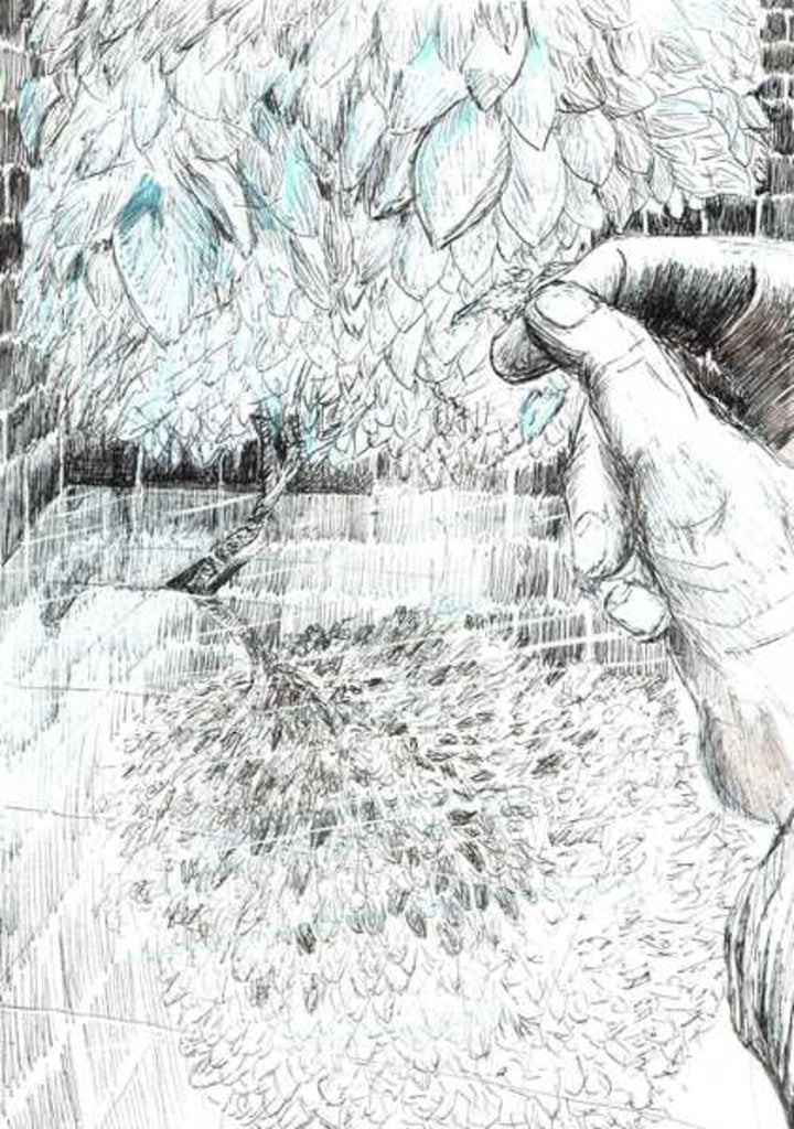 Detail of The Castle in the Forest of Findhorn, hand, 2006 by Vincent Alexander Booth