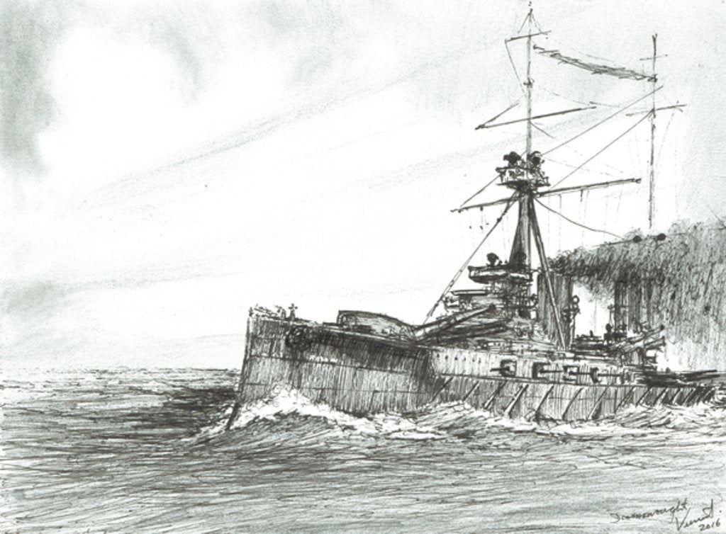 Detail of HMS Dreadnought at sea, 2017 by Vincent Alexander Booth