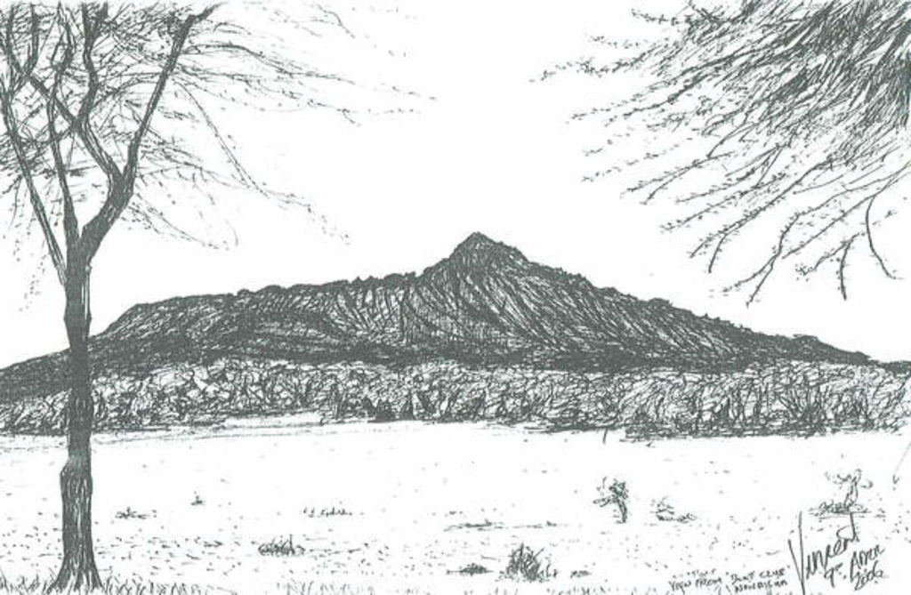 Detail of Mountain from boat club at lake Naivasha, Kenya, 2006 by Vincent Alexander Booth