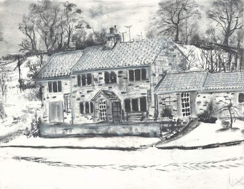 Detail of Osmotherley buildings in winter snow, 1997 by Vincent Alexander Booth