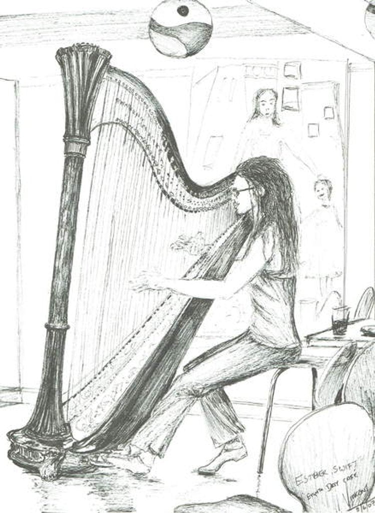 Detail of The Harpist 8th day cafe Manchester, 2007 by Vincent Alexander Booth