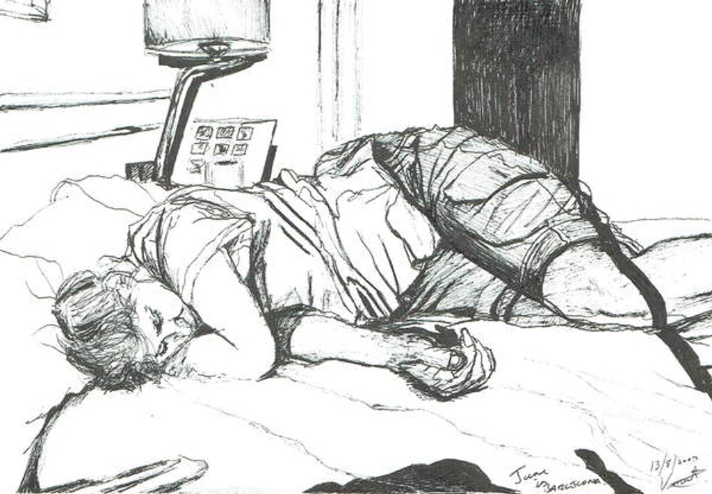 Detail of Jane asleep in Barcelona, 2002 by Vincent Alexander Booth