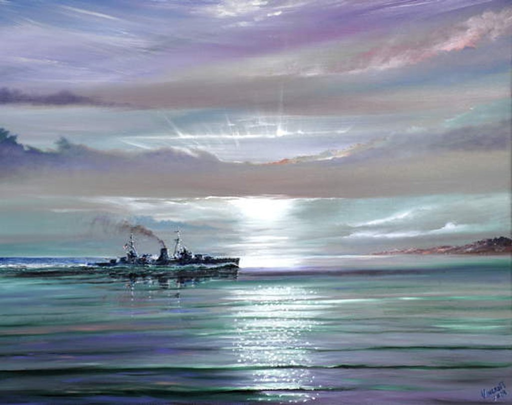 Detail of HMS Neptune, Mediterranean December 1941, 2019 by Vincent Alexander Booth