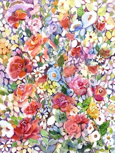 Detail of Roses do Ramble by Neela Pushparaj