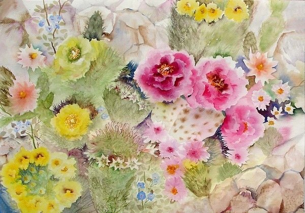 Detail of Blooming Cacti by Neela Pushparaj