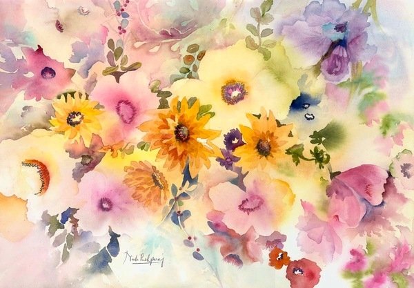 Detail of golden blossoms by Neela Pushparaj