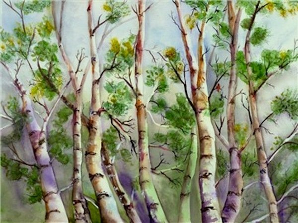 Detail of Spring Birches by Neela Pushparaj