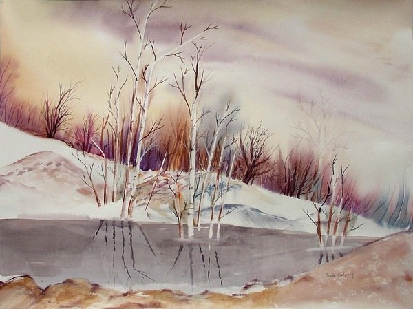 Detail of Still Water with Trees by Neela Pushparaj