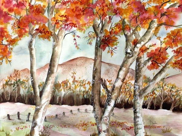 Detail of Red Trees, 1998 by Neela Pushparaj