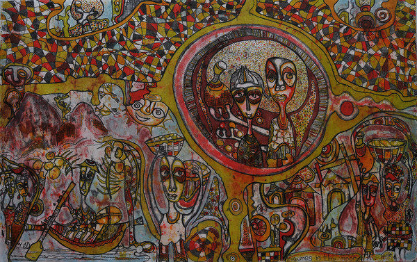 Detail of Figures in the moon by Wole Oyeyemi