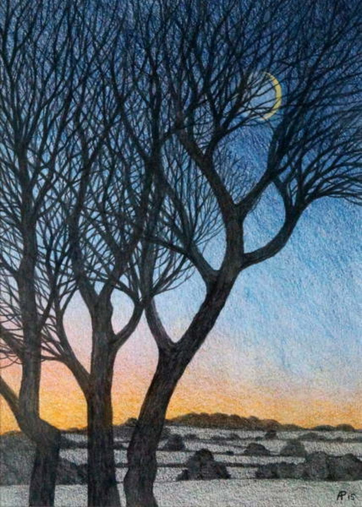 Detail of Trees and Moon, 2015 by Ann Brain