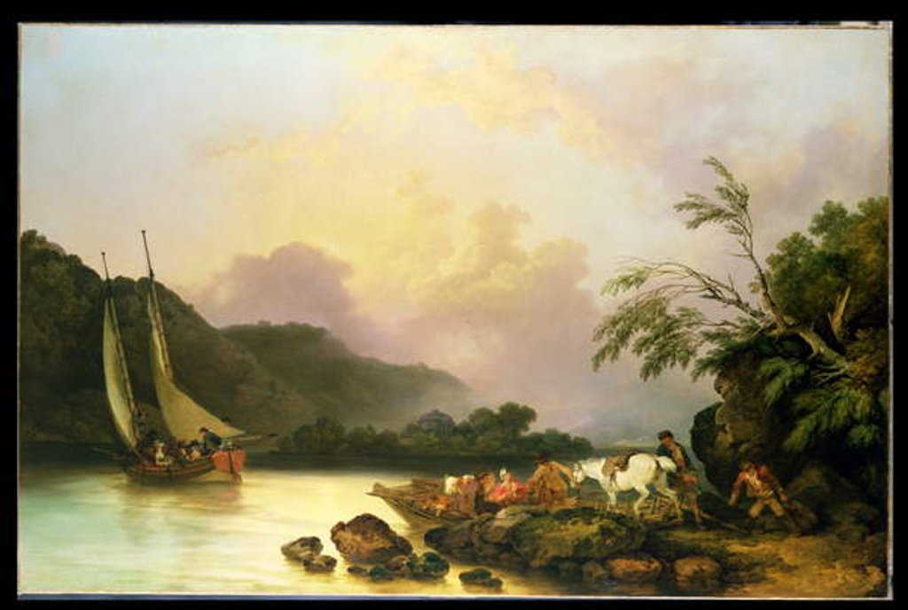 Detail of Belle Isle, Windermere, in a Calm, 1786 by Philip James de Loutherbourg