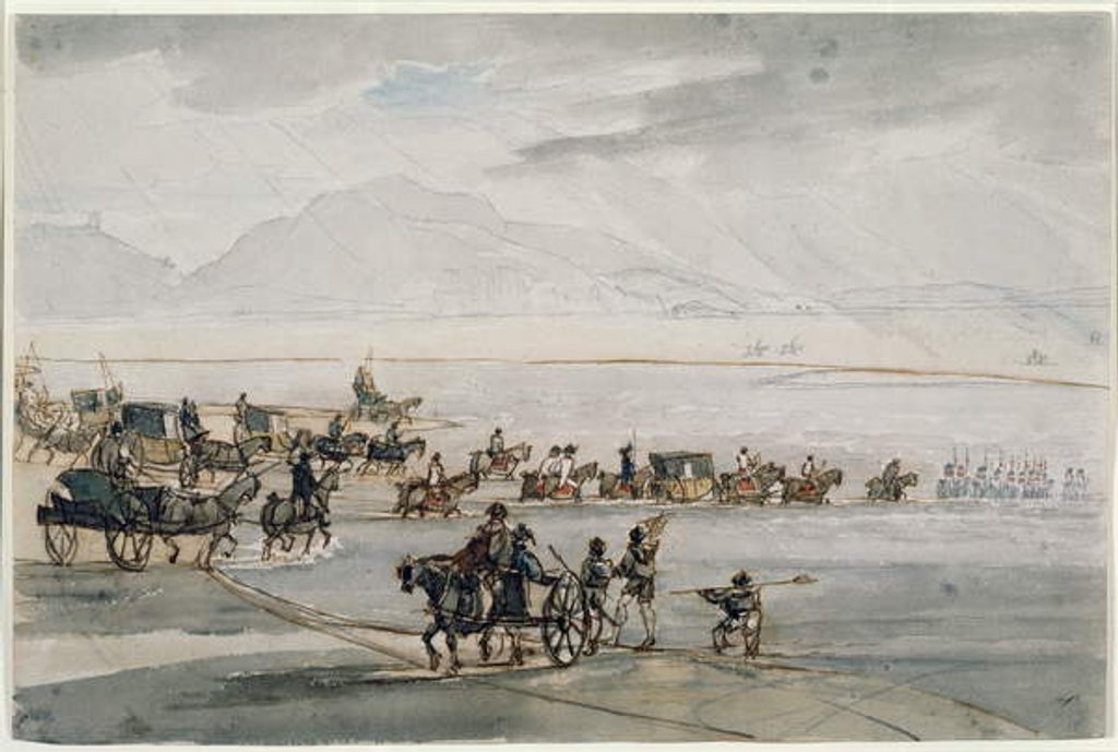 Detail of The High Sheriff of Lancashire Crossing Morecambe Sands by Thomas Sunderland