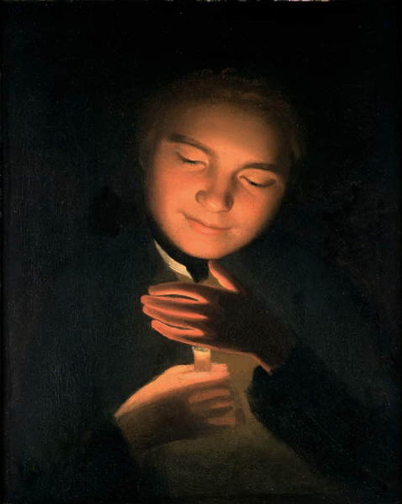 Detail of The artist's brother James, holding a candle, 1761 by George Romney