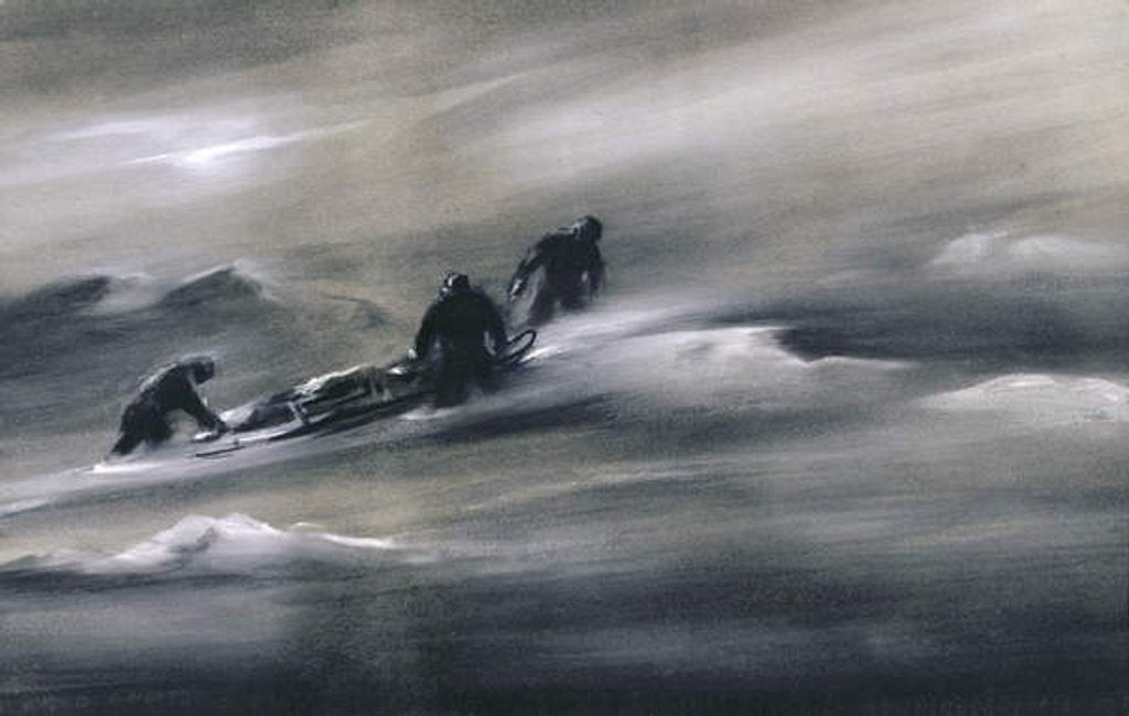 Detail of Three men with a Sledge in the Snow, 1910-12 by Edward Adrian Wilson