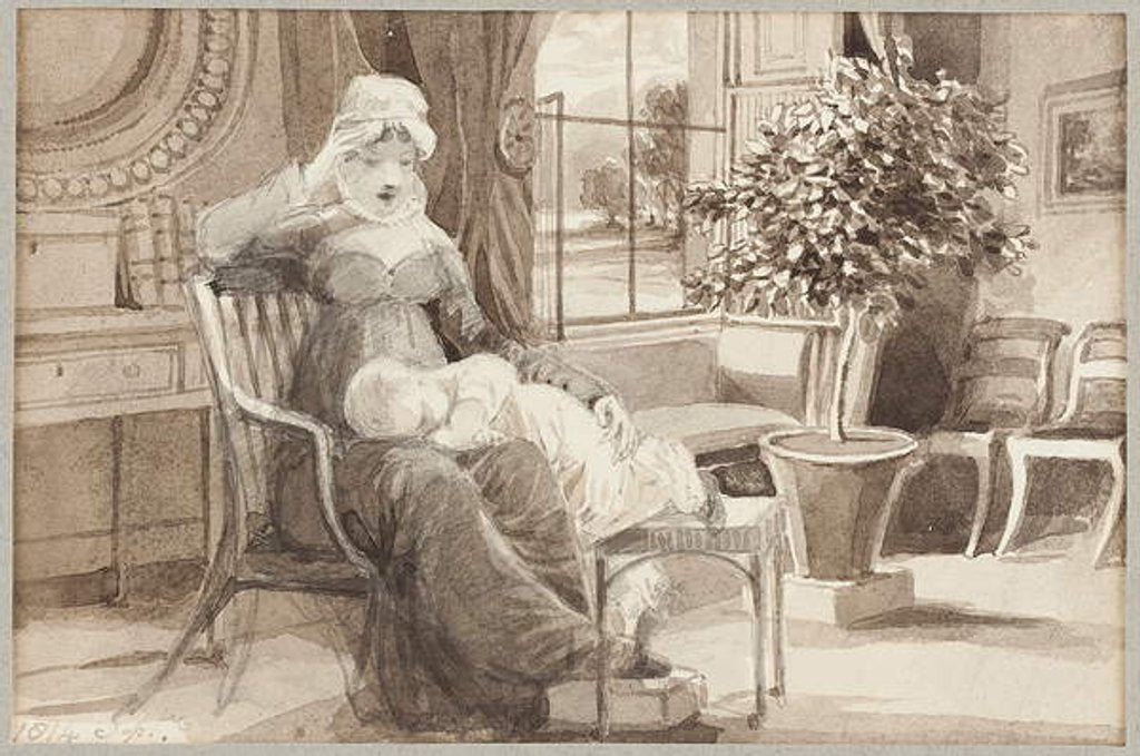Detail of Mrs H with baby John William, 1814 by John Harden