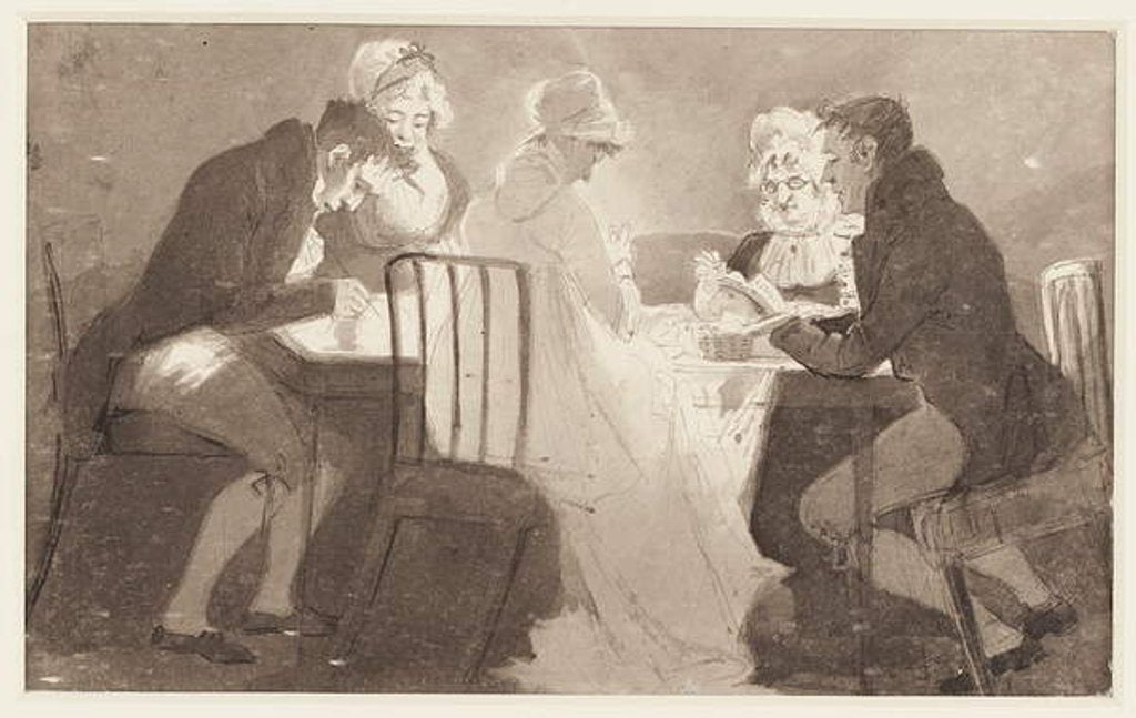Detail of Group at a table, 1806 by John Harden