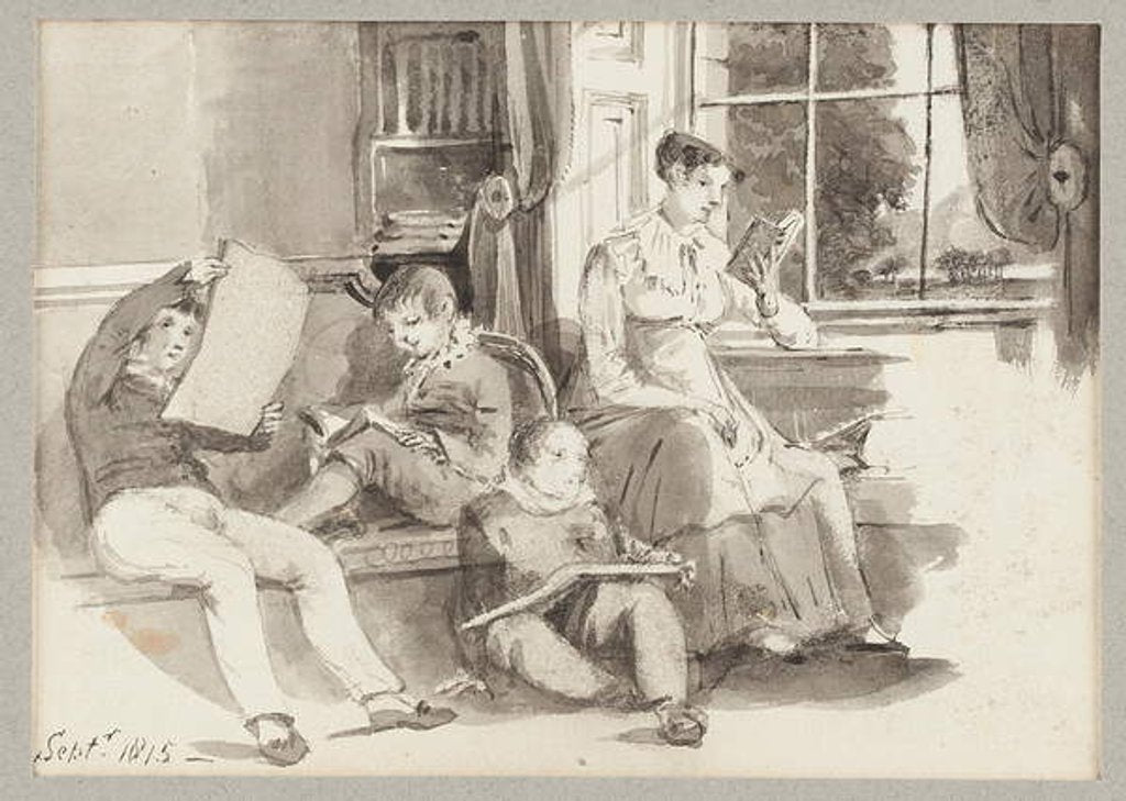 Detail of Jessy and three children, 1815 by John Harden