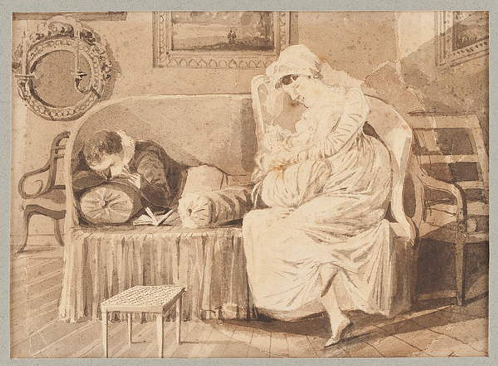 Detail of Three on a sofa, 1805 by John Harden