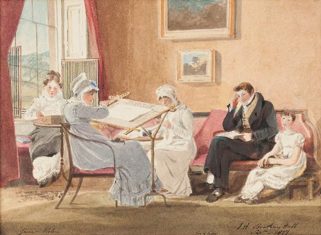 Detail of Jessie at an easel, 1827 by John Harden