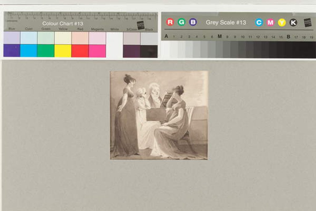 Detail of Singsong around a piano, 1806 by John Harden