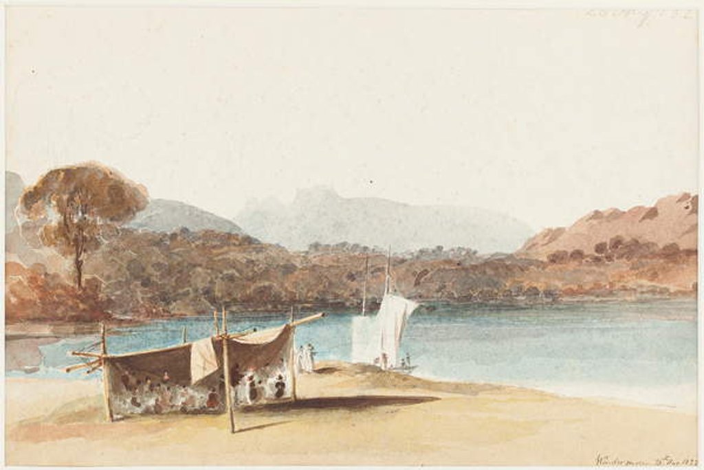 Detail of Picnic under shelter by Lake Windermere, 1822 by John Harden
