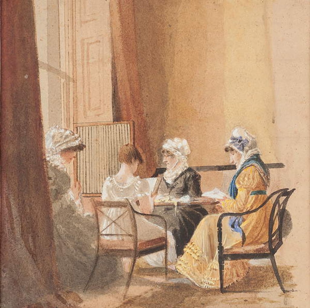 Detail of Reading and weaving by John Harden