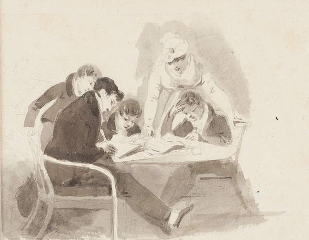 Detail of Two boys doing homework, 1811 by John Harden