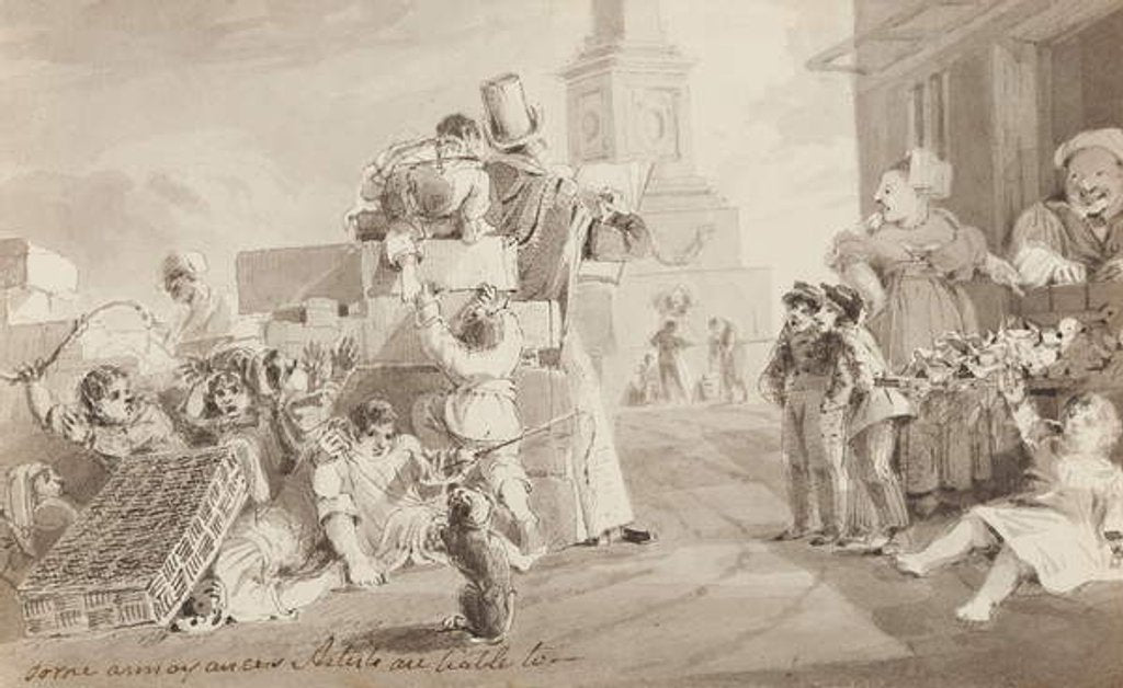 Detail of Luggage chaos at Whitehaven, 1829 by John Harden