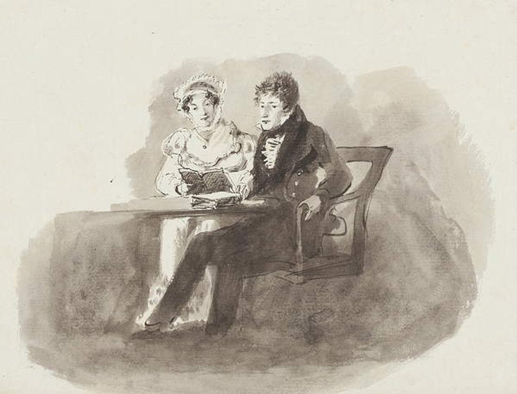 Detail of Man and woman reading by John Harden
