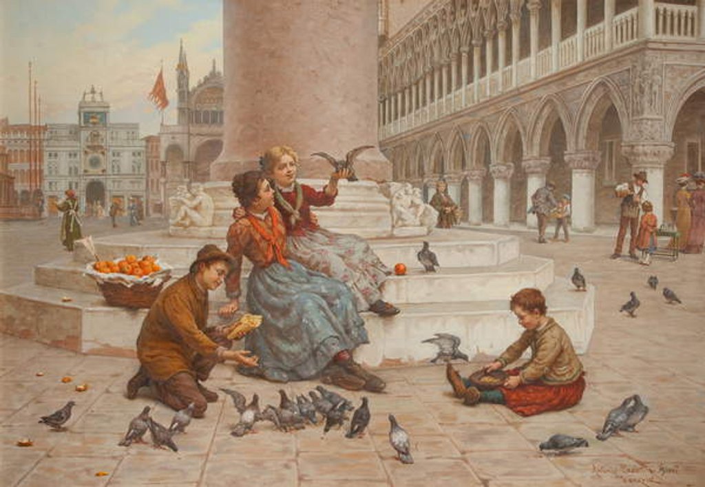 Detail of Pigeons of Venice by Antonio Paoletti