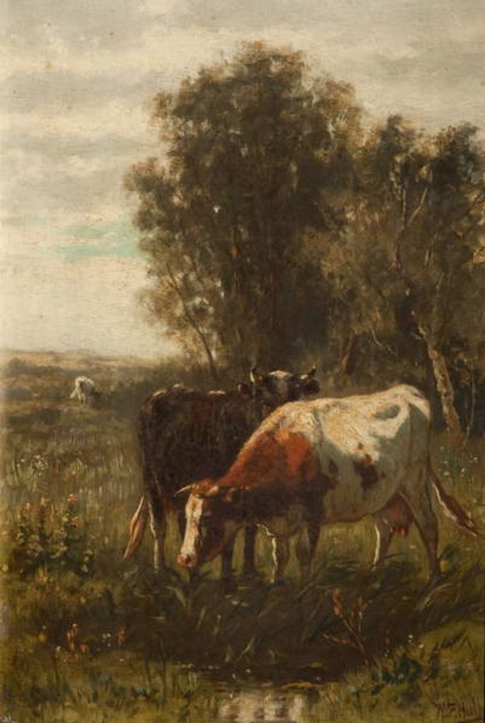 Detail of Two Cows in a Landscape by William Frederick Hulk