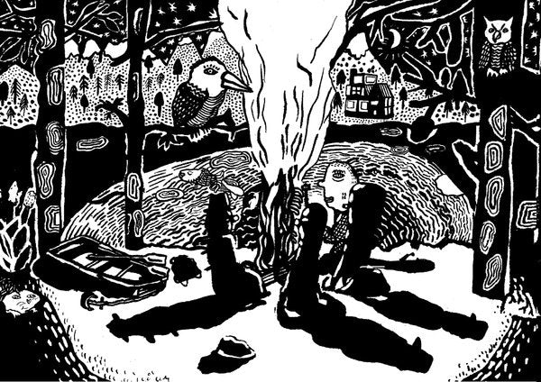 Detail of fire in the woods, 2014 by Pat Macdonald