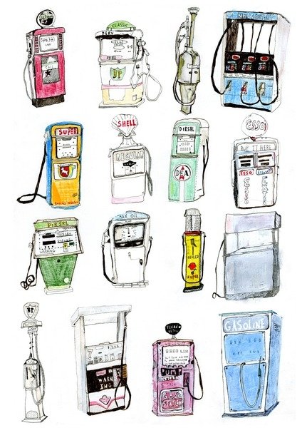 Detail of Petrol Pumps, 2012 by Pat Macdonald