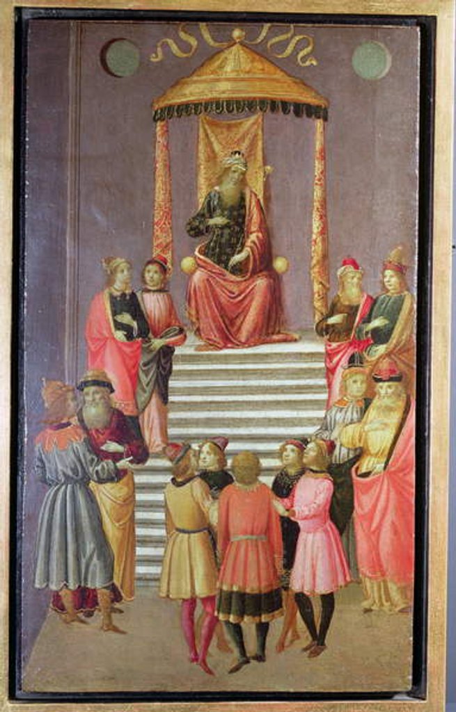 Detail of Nebuchadnezzar questions Daniel and his Companions by Master of Marradi