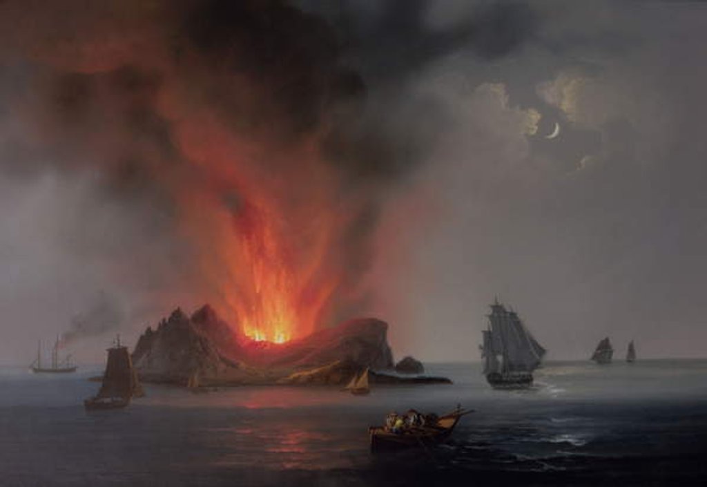 Detail of New Volcano Erupting from the Sea around Sicily in 1831 by Italian School