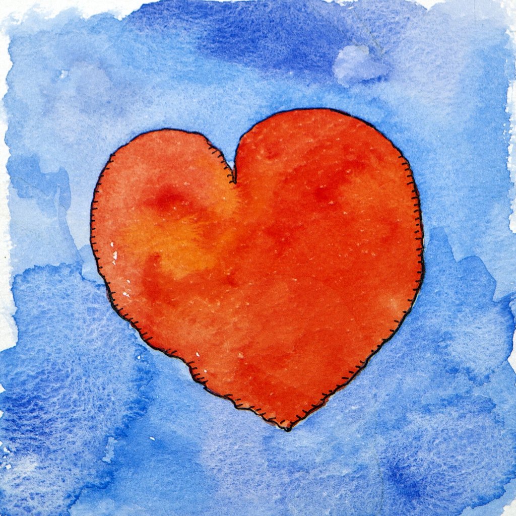 Detail of Red heart on blue, 2011 by Jennifer Abbott